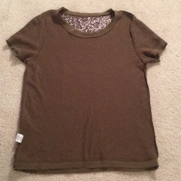 Olive green sequin T shirt - like new! - Picture 5 of 7